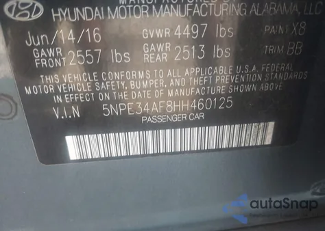 2017 Hyundai Sonata Sport from USA, damaged, VIN 5NPE34AF8HH460125